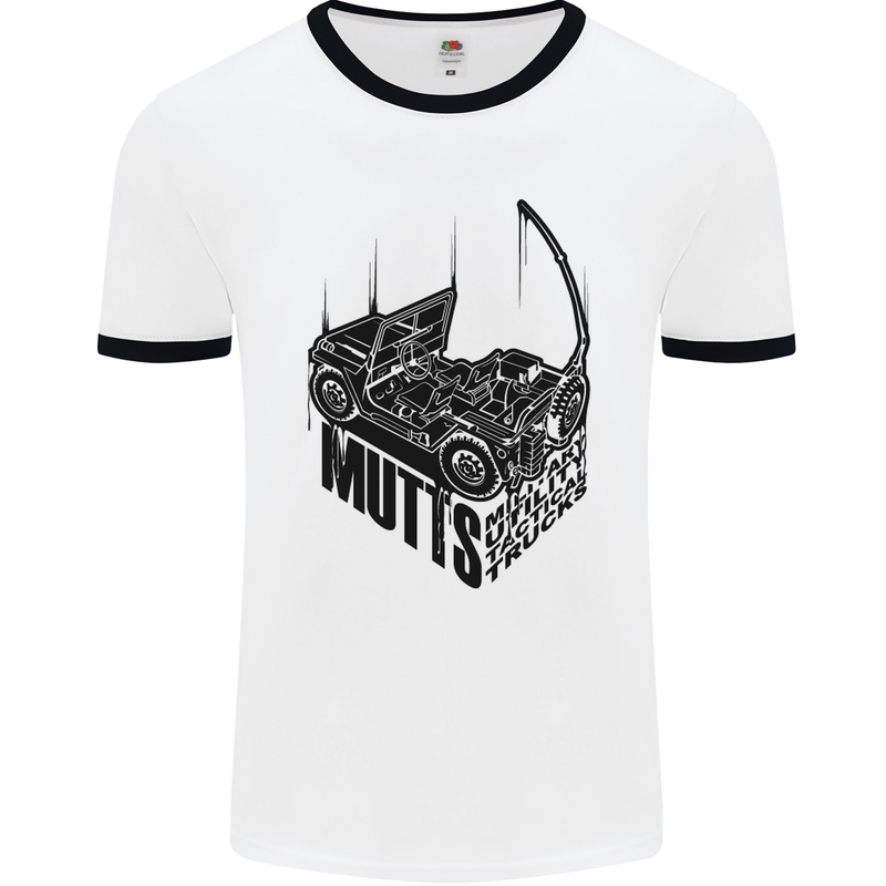 MUTTS Military Utility Tactical Trucks 4x4 Mens White Ringer T-Shirt White/Black