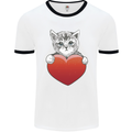 A Cute Cat With a Heart Love Valentines Day Mens Ringer T-Shirt White/Black