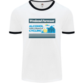 Cycling Weekend Forecast Funny Beer Alcohol Mens White Ringer T-Shirt White/Black