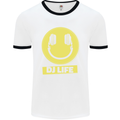 Headphones DJ Life Acid Face Vinyl Decks Mens White Ringer T-Shirt White/Black