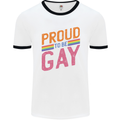 LGBT Pride Awareness Proud To Be Gay Mens White Ringer T-Shirt White/Black