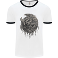 Angel Skull of Death Biker Motorbike Gothic Mens White Ringer T-Shirt White/Black