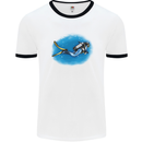 Ocean Scuba Diver Scuba Diving Mens White Ringer T-Shirt White/Black