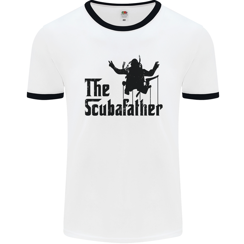 The Scuba Father Day Funny Diver Diving Mens White Ringer T-Shirt White/Black