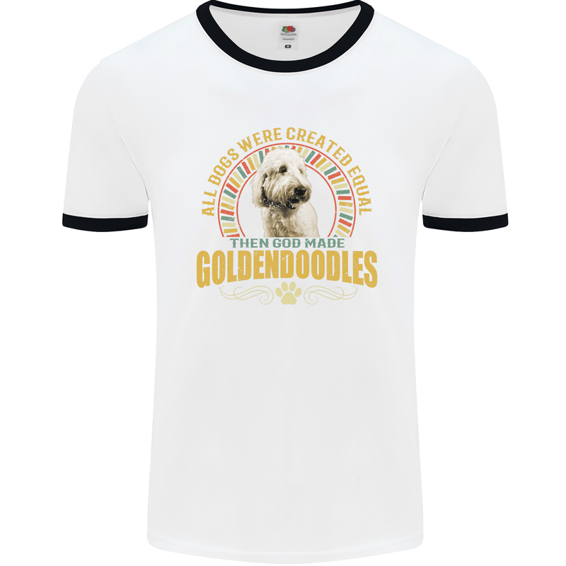 A Goldendoodle Dog Mens Ringer T-Shirt White/Black