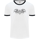 St Georges Day Roman Skull Wings Panther Mens White Ringer T-Shirt White/Black
