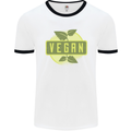 Vegan Mens White Ringer T-Shirt White/Black