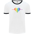 LGBT Gay Pulse Heart Gay Pride Awareness Mens White Ringer T-Shirt White/Black