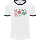 Peace Love Lizards Funny Gekko Iguana Mens White Ringer T-Shirt White/Black
