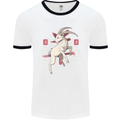 Chinese Zodiac Shengxiao Year of the Goat Mens White Ringer T-Shirt White/Black