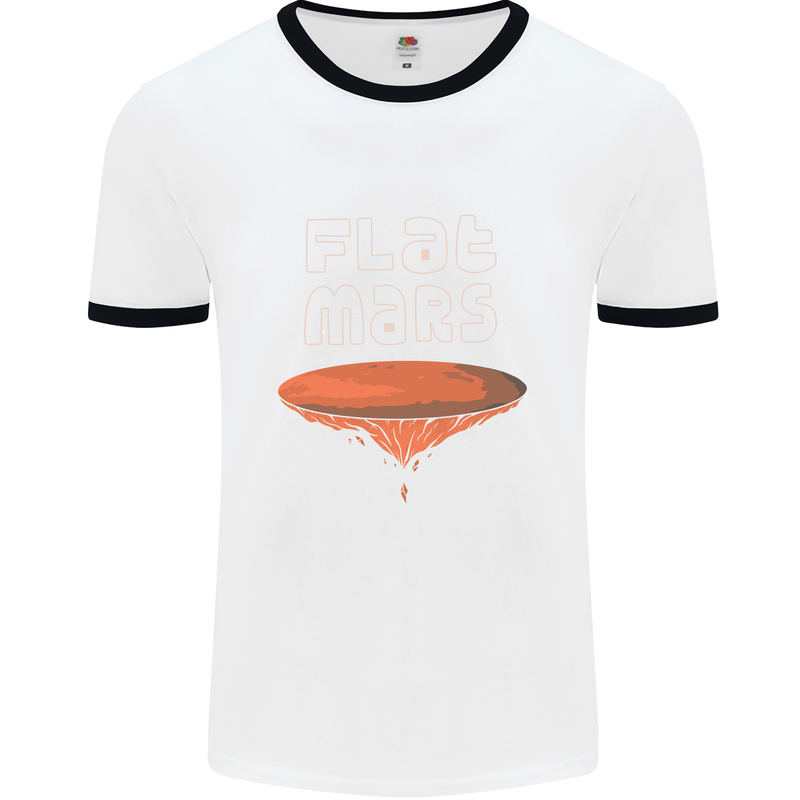 Flat Planet Mars Mens White Ringer T-Shirt White/Black