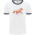 A Galloping Horse Equestrian Mens White Ringer T-Shirt White/Black