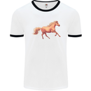 A Galloping Horse Equestrian Mens White Ringer T-Shirt White/Black
