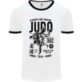 Judo Strength and Courage Martial Arts MMA Mens White Ringer T-Shirt White/Black