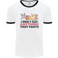 Anything That Farts Funny Vegan Vegetarian Mens Ringer T-Shirt White/Black