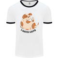 Dog I Hate Cats Funny Mens White Ringer T-Shirt White/Black