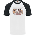 Sloth Board Games Funny Mens S/S Baseball T-Shirt White/Black