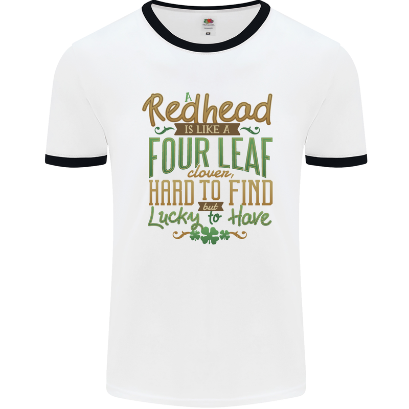 St Patricks Day Redhead Ginger Funny Irish Mens White Ringer T-Shirt White/Black