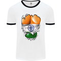 Gym The Indian Flag Ripped Muscles India Mens White Ringer T-Shirt White/Black