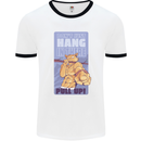 Pull Up Funny Cat Gym Training Mens Ringer T-Shirt White/Black