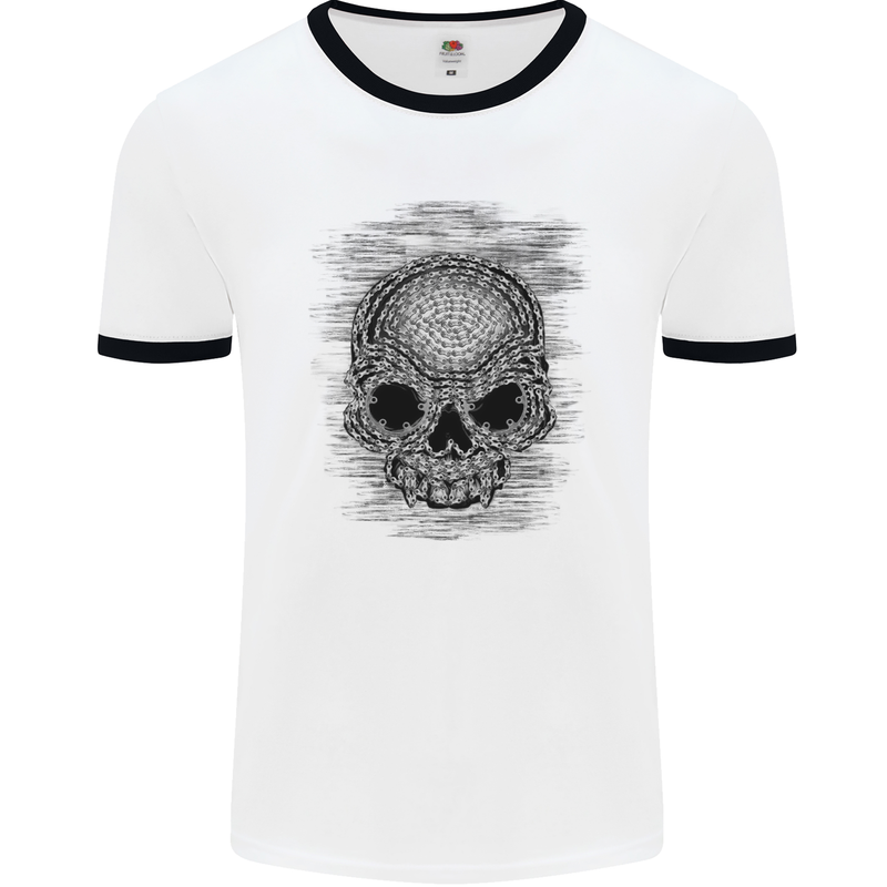 Skull of Chains Mens White Ringer T-Shirt White/Black