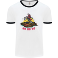 Christmas Santa Motocross Dirt Bike Mens White Ringer T-Shirt White/Black