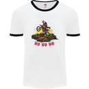 Christmas Santa Motocross Dirt Bike Mens White Ringer T-Shirt White/Black