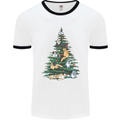 Cat Christmas Tree Mens White Ringer T-Shirt White/Black