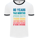 80th Birthday 80 Year Old Mens Ringer T-Shirt White/Black