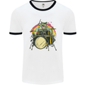 Zombie Cat Drummer Mens White Ringer T-Shirt White/Black