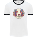Australian Shepherd Dog Mens Ringer T-Shirt White/Black