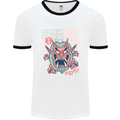 Oni Yokai Japanese Red Demon Mens White Ringer T-Shirt White/Black