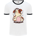 Melomaniac Dog Yoga Meditation Funny Mens White Ringer T-Shirt White/Black