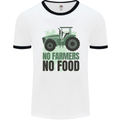 Tractor No Farmers No Food Farming Mens White Ringer T-Shirt White/Black
