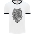 Pitbull Mandala Art Dog Lover Mens White Ringer T-Shirt White/Black