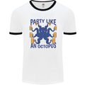 Beer Party Octopus Scuba Diving Diver Funny Mens White Ringer T-Shirt White/Black