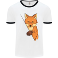 An Orange Fox Illustration Mens White Ringer T-Shirt White/Black