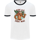 Bigfoot Hide and Seekmas Funny Christmas Mens White Ringer T-Shirt White/Black