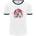 Samurai Tattoo Girl MMA Kenjutsu Kendo Iaido Mens White Ringer T-Shirt White/Black