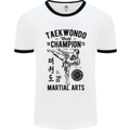 Taekwondo World Champion Martial Arts MMA Mens White Ringer T-Shirt White/Black