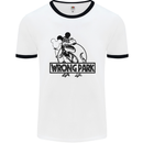Wrong Park Funny T-Rex Dinosaur Jurrasic Mens White Ringer T-Shirt White/Black