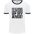 Give up Rowing? Boat Rower Coxman Funny Mens White Ringer T-Shirt White/Black