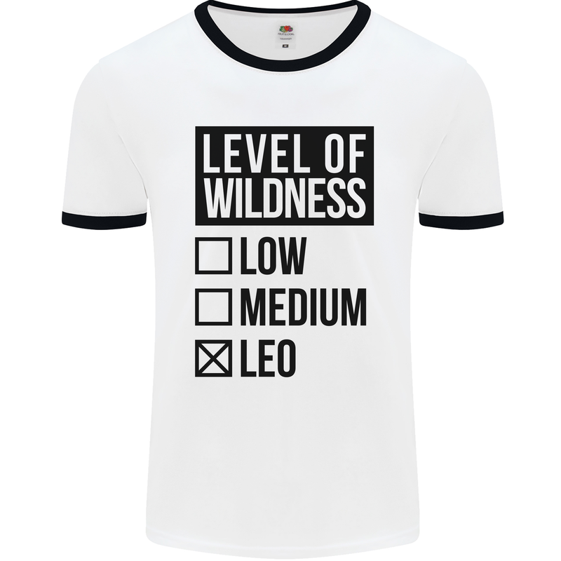 Levels of Wildness Leo Mens White Ringer T-Shirt White/Black
