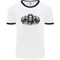 Devil Rider Motorcycle Motorbike Biker Mens White Ringer T-Shirt White/Black