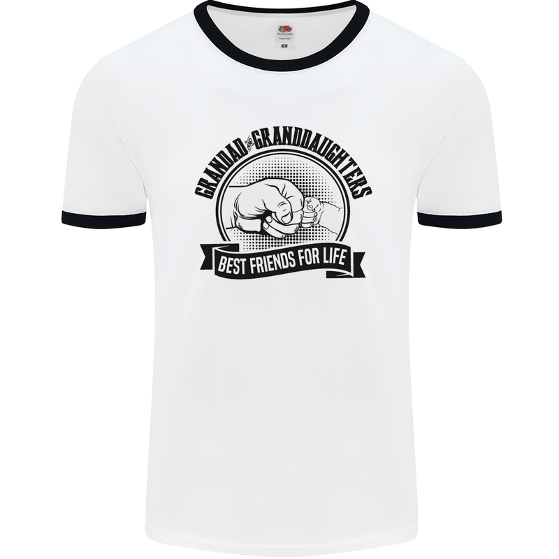 Grandad & Granddaughters Grandparent's Day Mens White Ringer T-Shirt White/Black