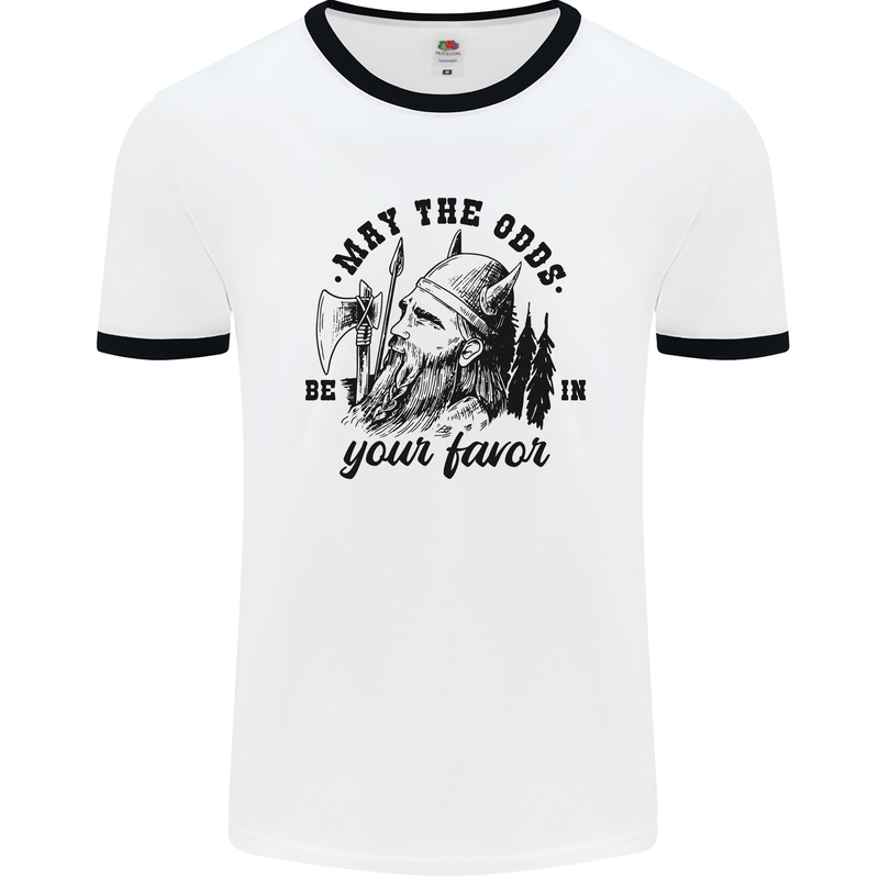 Viking May the Odds Be In Your Favour Mens White Ringer T-Shirt White/Black