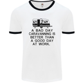 A Bad Day Caravanning Caravan Funny Mens White Ringer T-Shirt White/Black