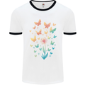 Dandelion Butterfly Plant Gardening Mens White Ringer T-Shirt White/Black