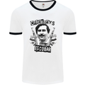 Pablo Escobar Crime Pays Mens White Ringer T-Shirt White/Black