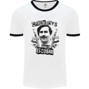Pablo Escobar Crime Pays Mens White Ringer T-Shirt White/Black